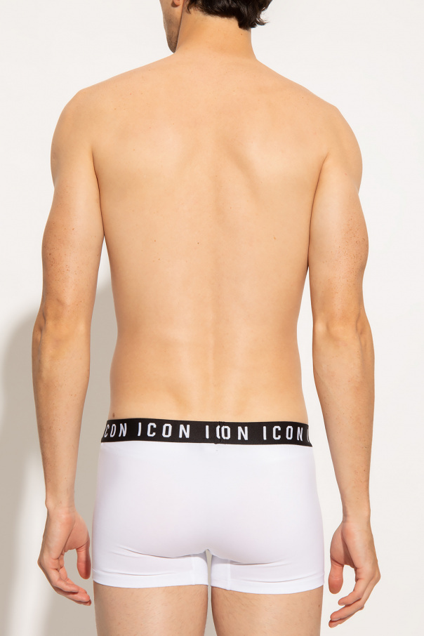 Dsquared2 Logo Boxer Shorts With Elastic Waistband In White