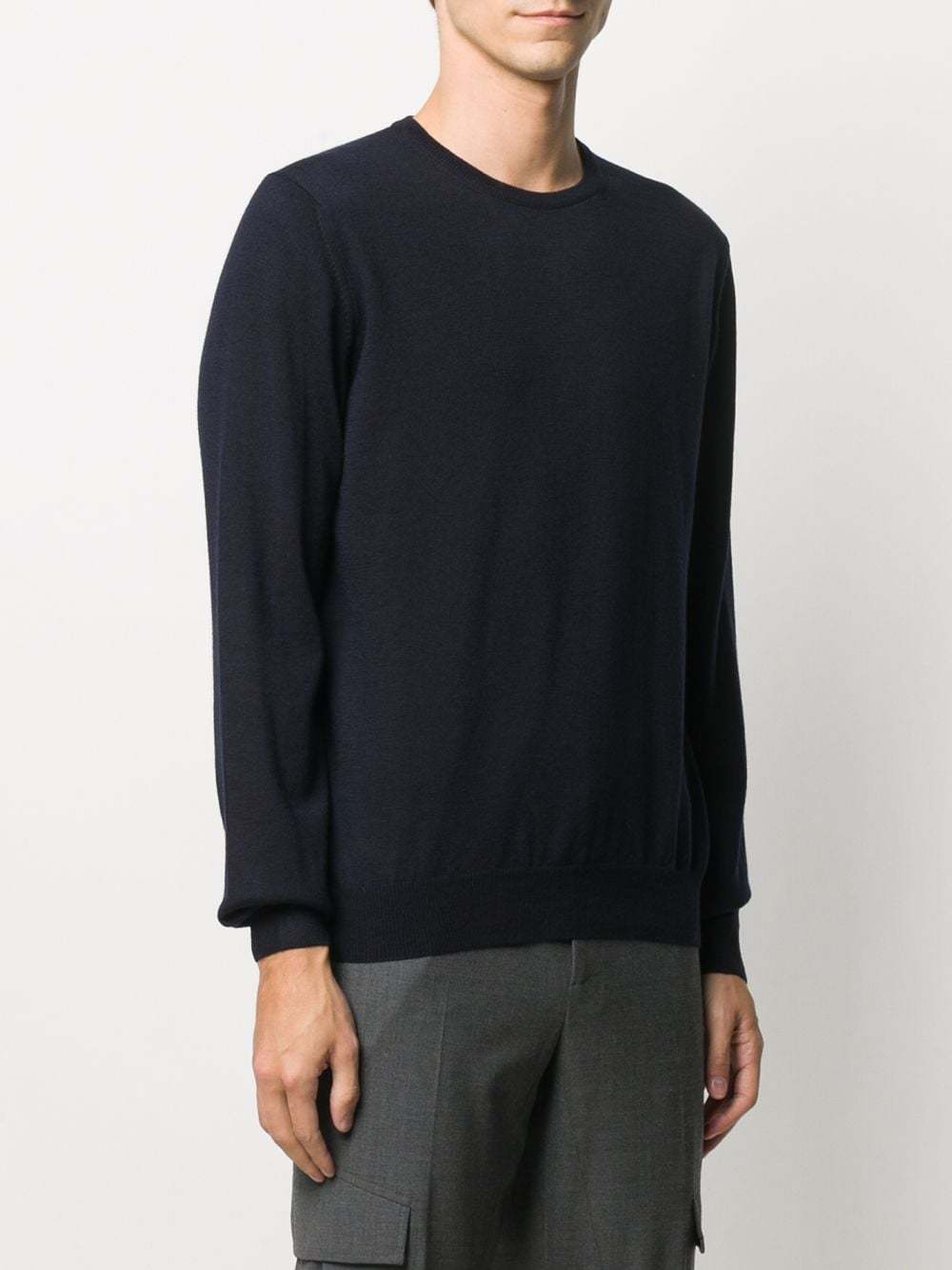 Barba Napoli Crewneck Wool Jumper In Black