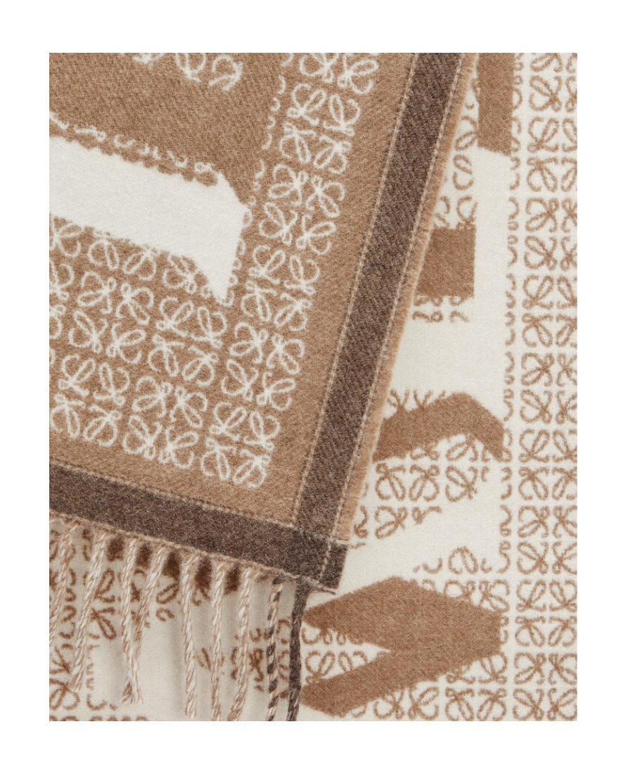 Loewe Love Wool-blend Scarf In Nude