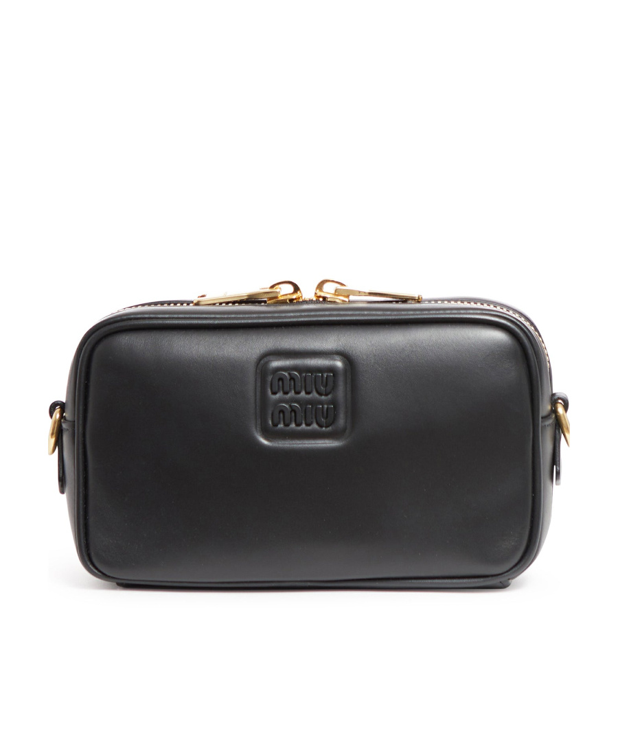 Miu Miu Logo-embossed Crossbody Bag In Black