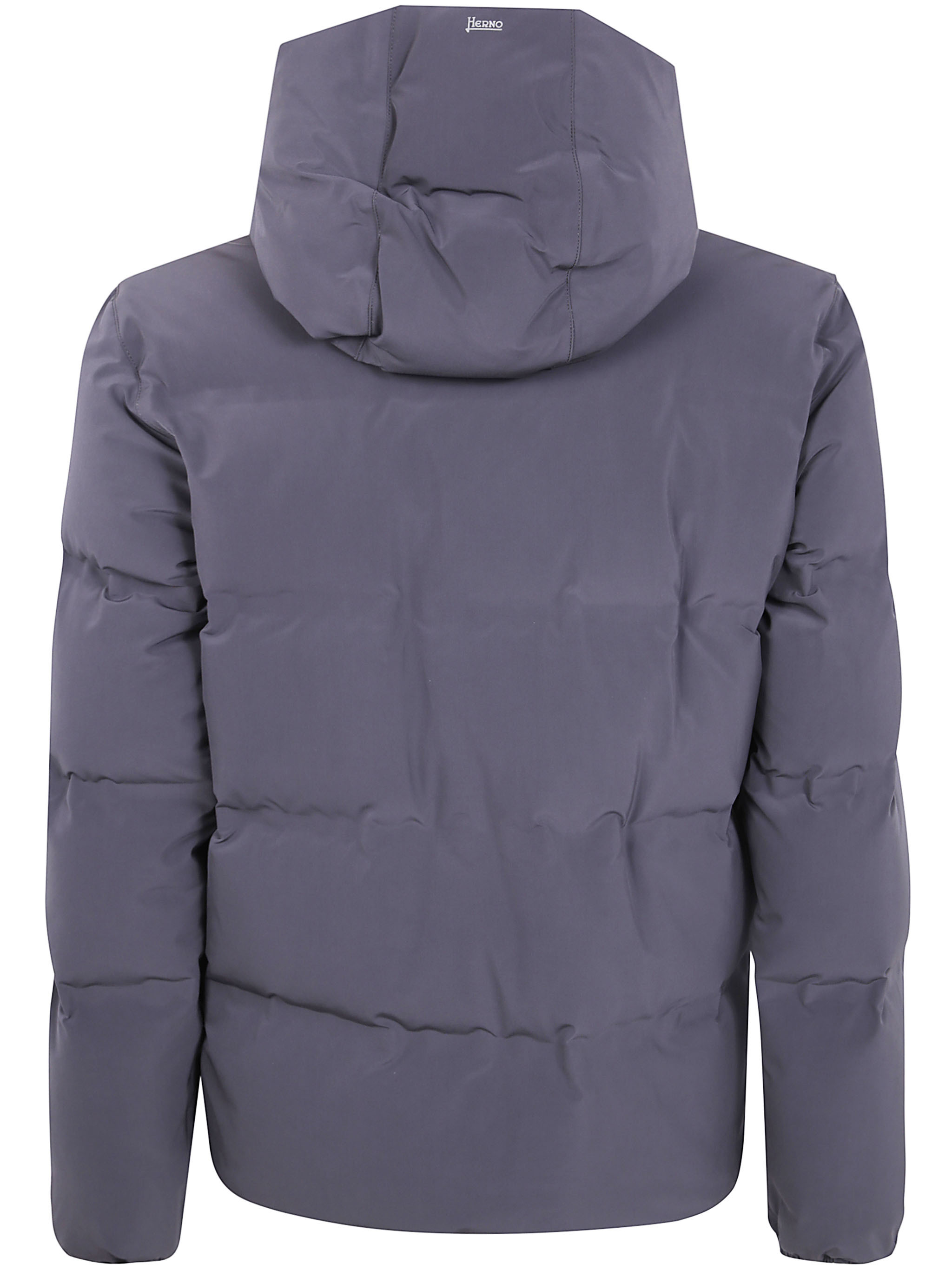 Herno Cropped Jacket With Hood And Pockets In Gray