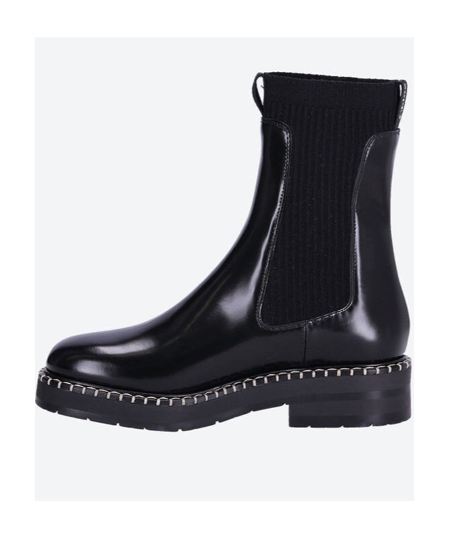 Chloé Noua Decorative-stitch Leather Boots In Black