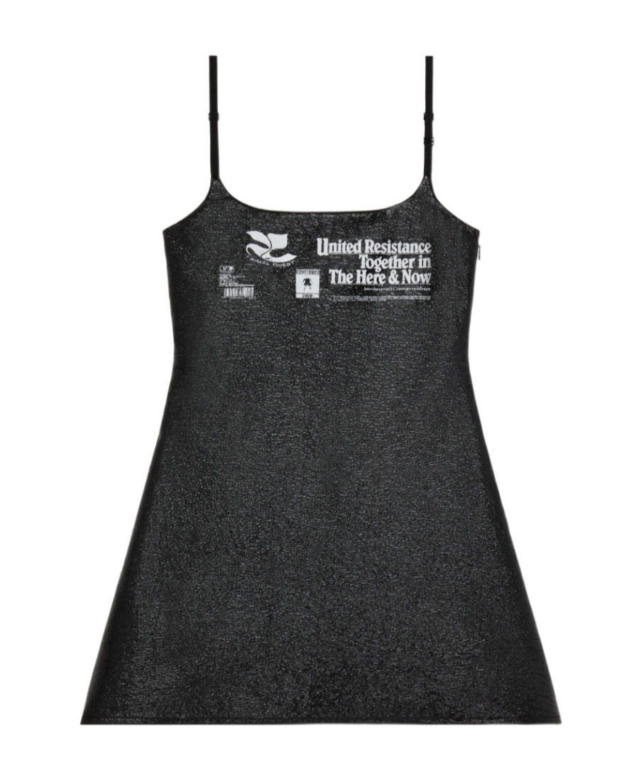 Courrèges Text-print Textured Minidress In Black