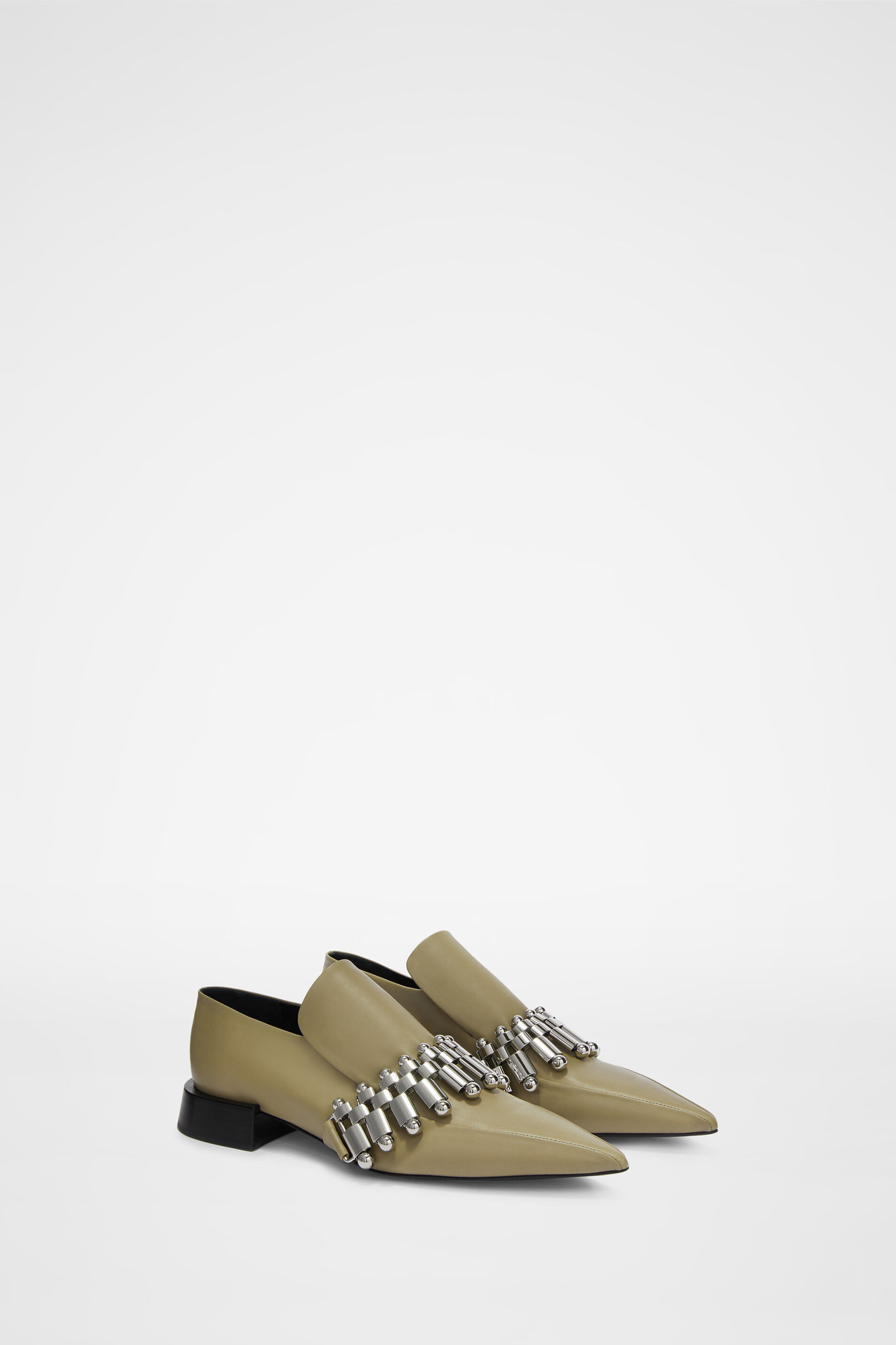 Jil Sander Pointed-toe Leather Loafers In Nude
