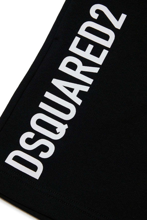 Dsquared2 Logo-print Cotton Shorts In Black