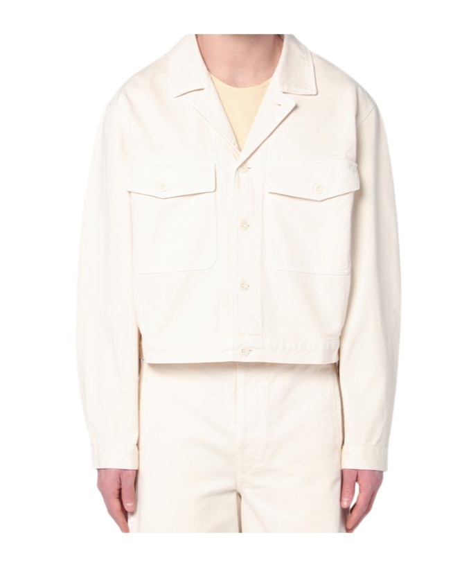Lemaire Long-sleeved Denim Coat In White