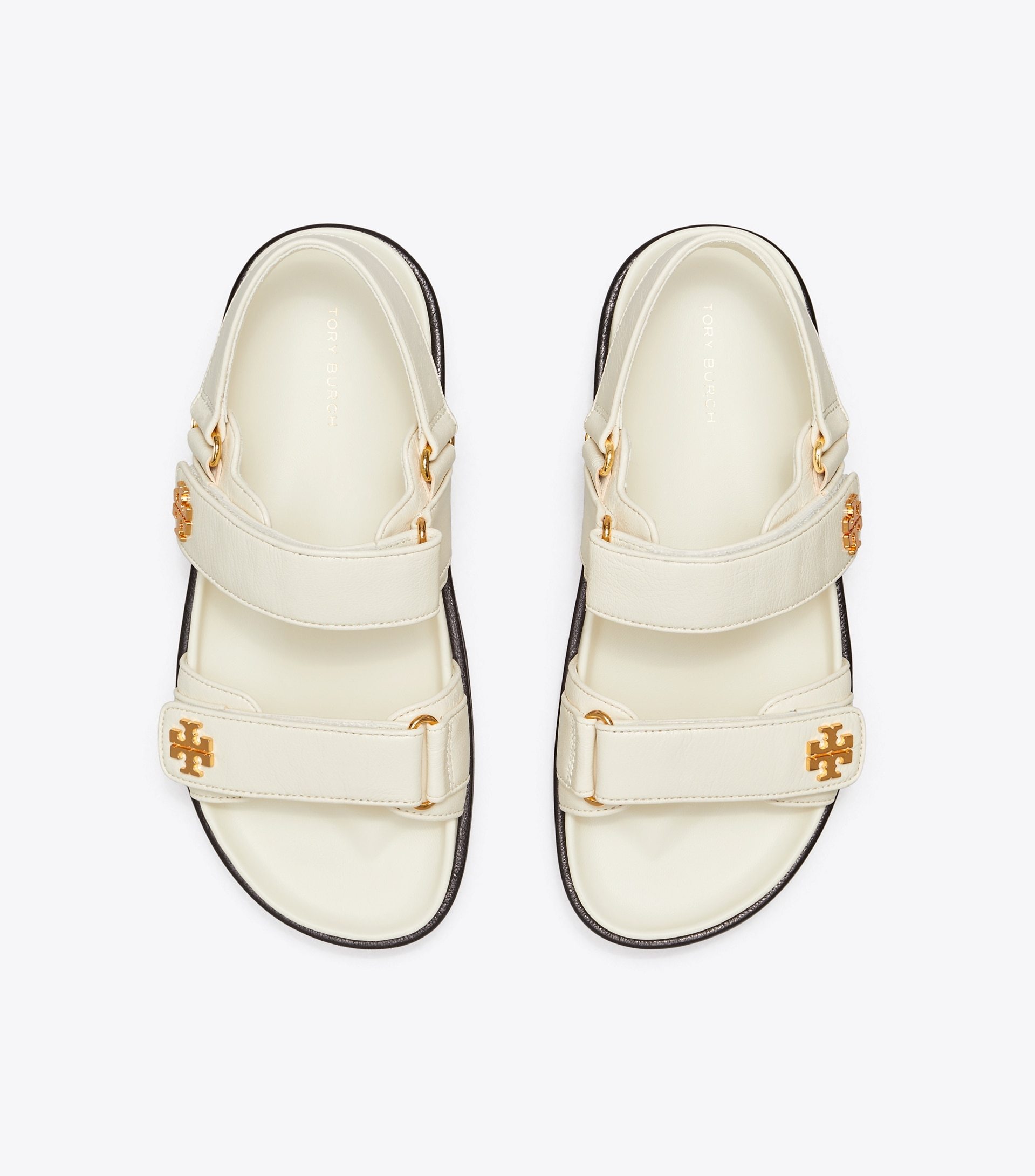 Shop Tory Burch Double T-motif Leather Sandals In White