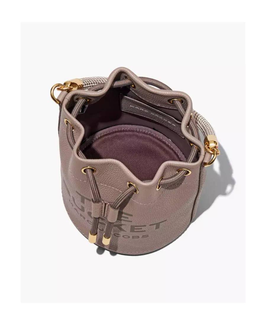 Marc Jacobs Debossed-logo Leather Bucket Bag In Brown