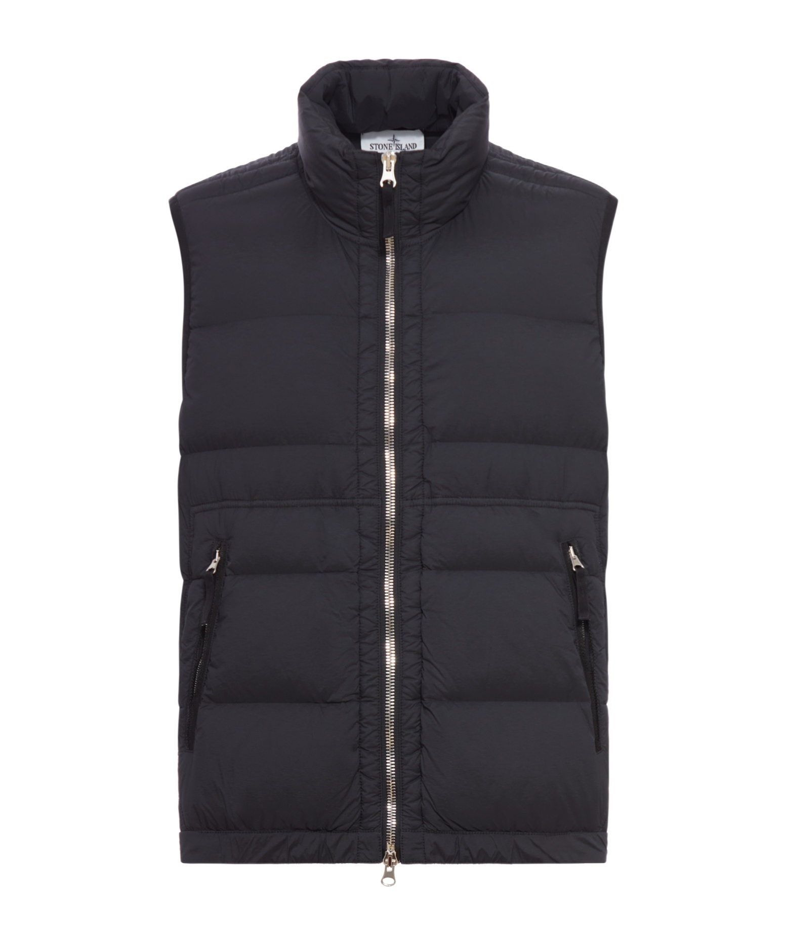 Stone Island Padded Zip-front Vest In Black
