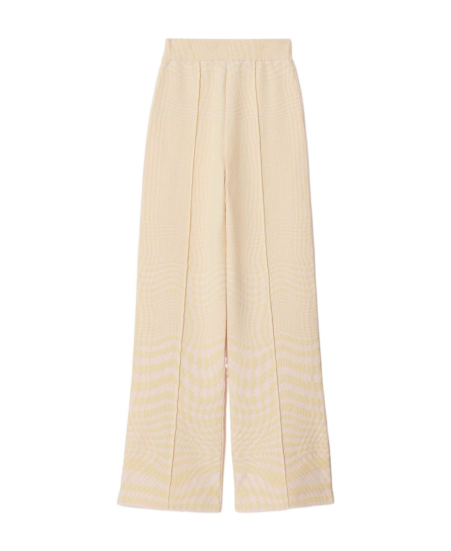 Burberry Warped Houndstooth Jacquard Wool-blend Trousers In Nude