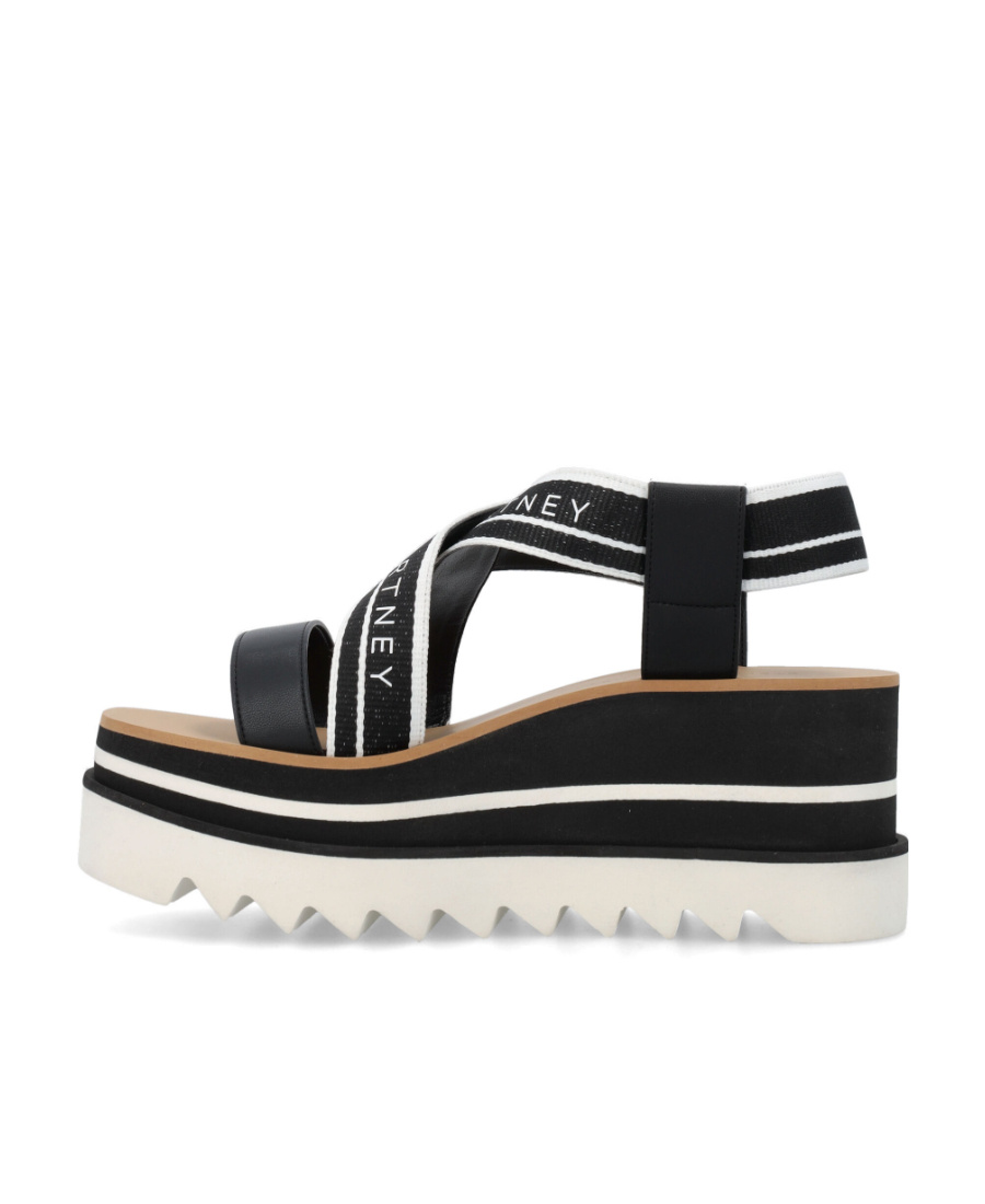 Stella Mccartney Womens Criss-cross Knit Platform Sandals In Black