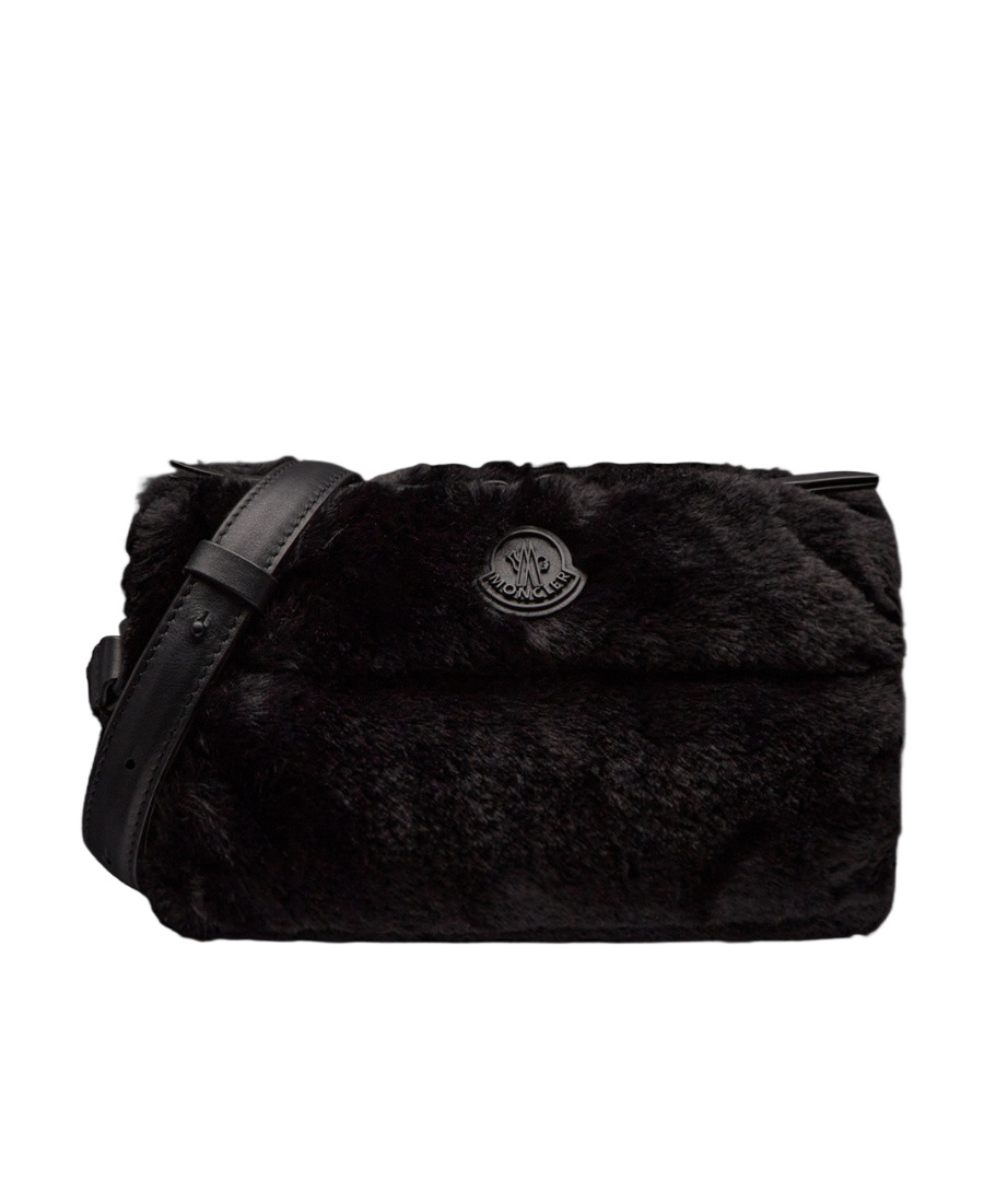 Moncler Logo-plaque Faux-fur Bag In Black