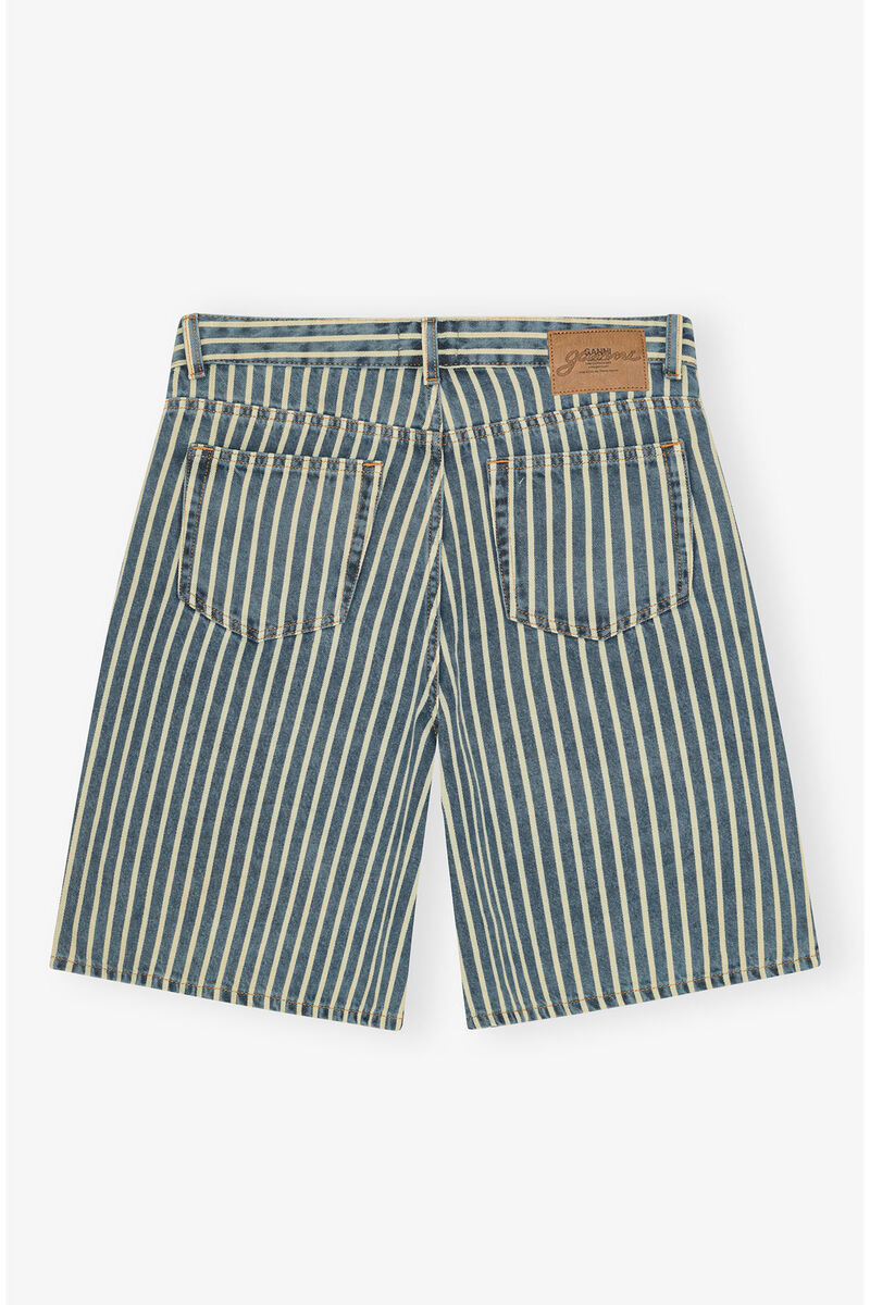 Ganni Light Stripe Denim Shorts
