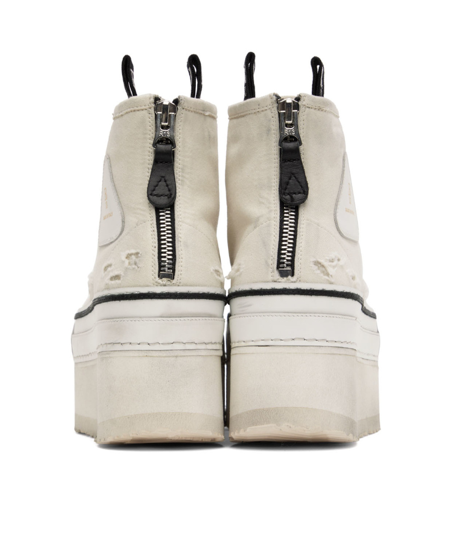 R13 Off-white Courtney Platform High Top Sneakers In Nude