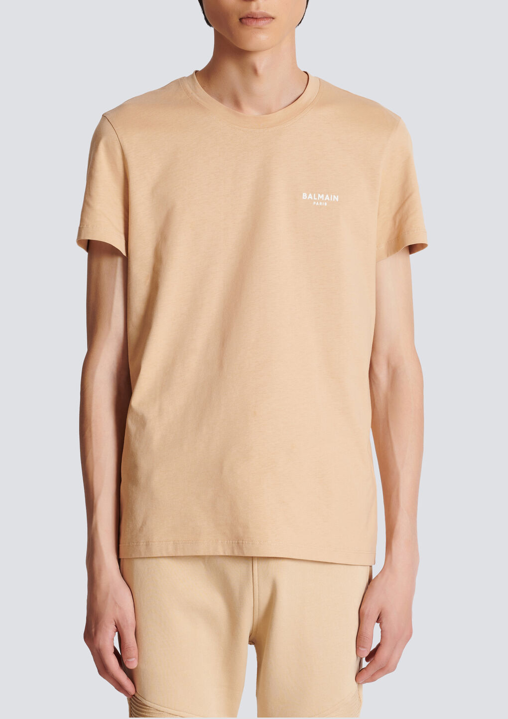 Balmain Beige Logo T-shirt In Nude