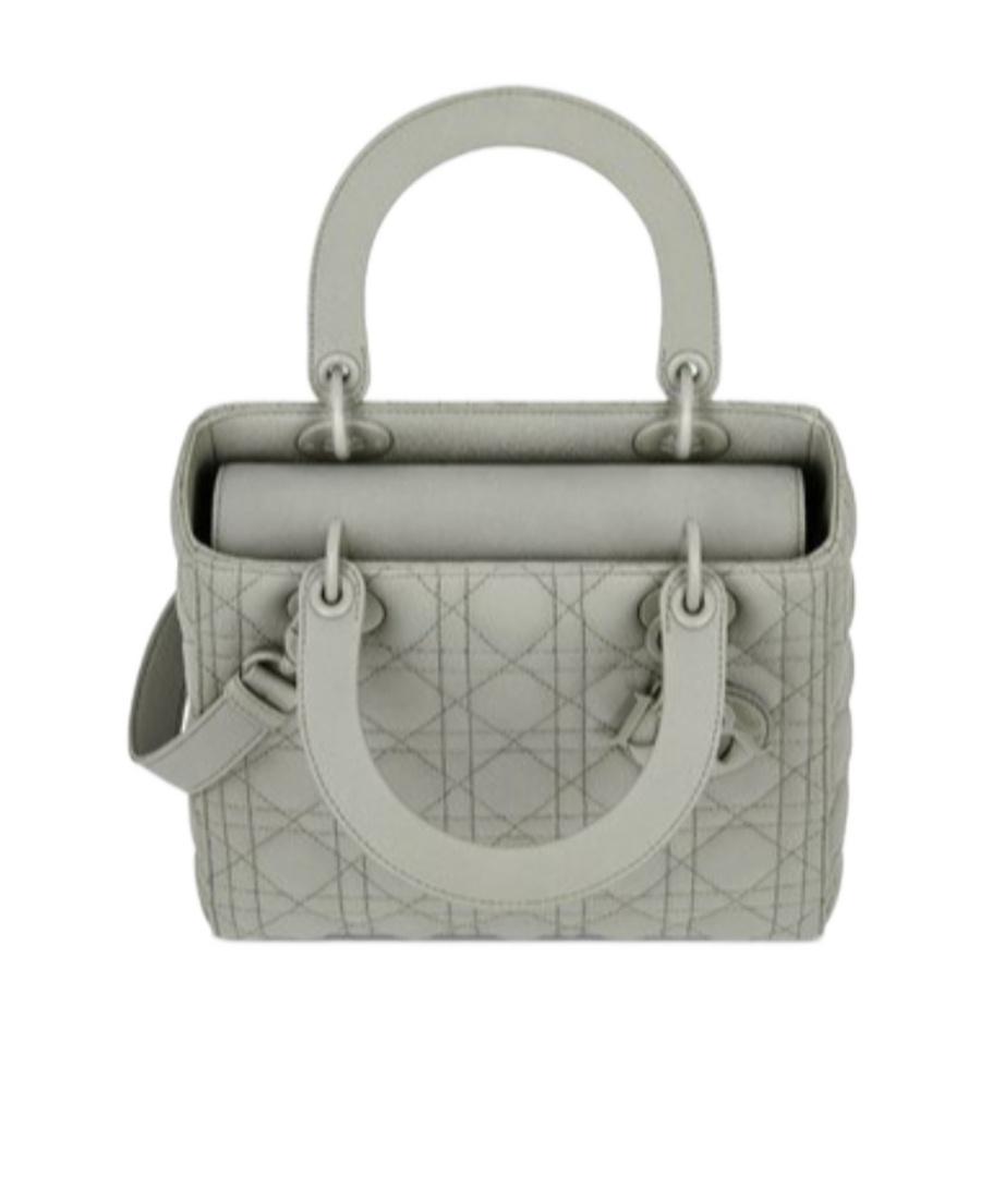 Dior Lady Medium Cowhide Leather Handbag In Gray