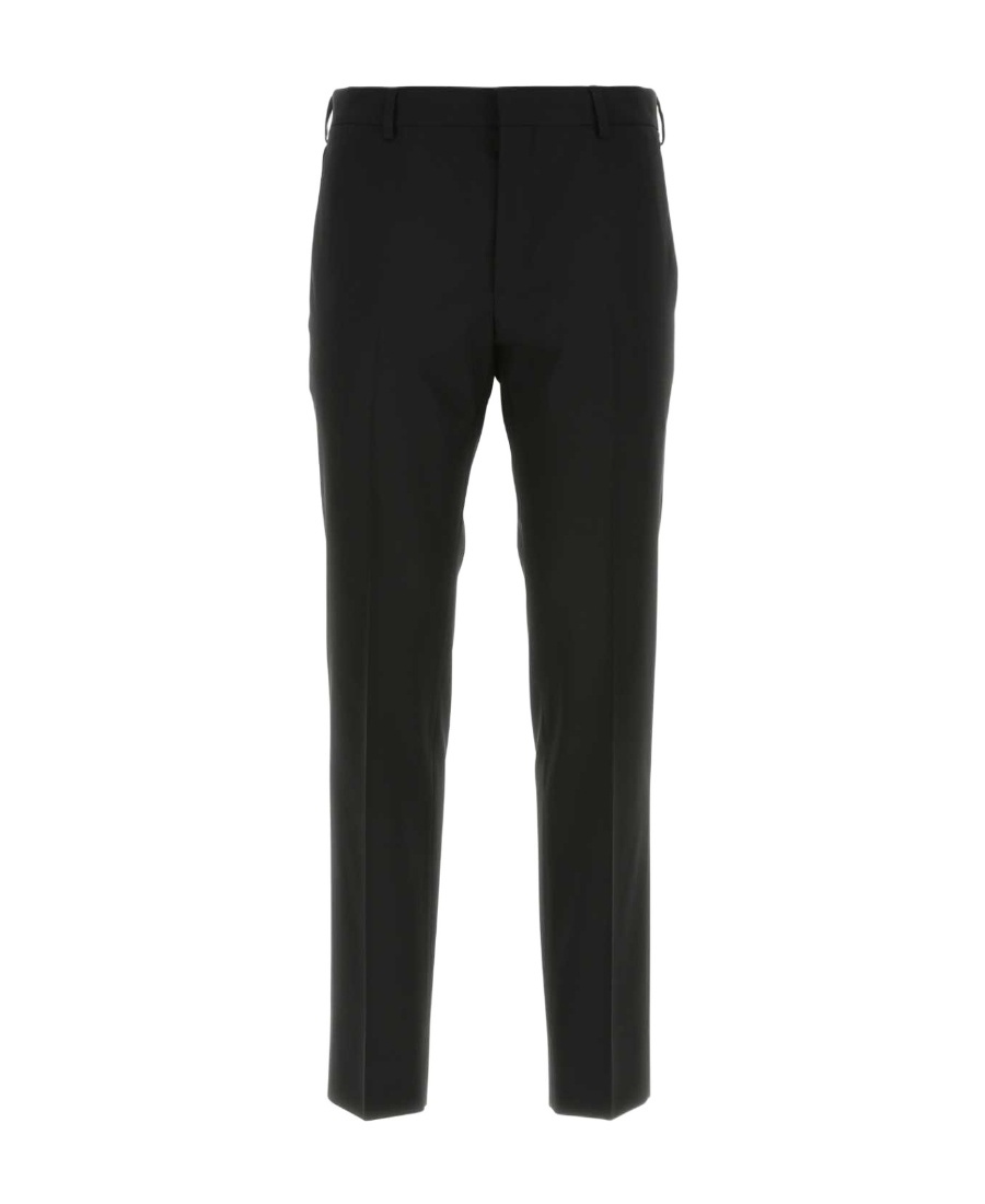Prada Cotton-blend Slim-fit Trousers In Black