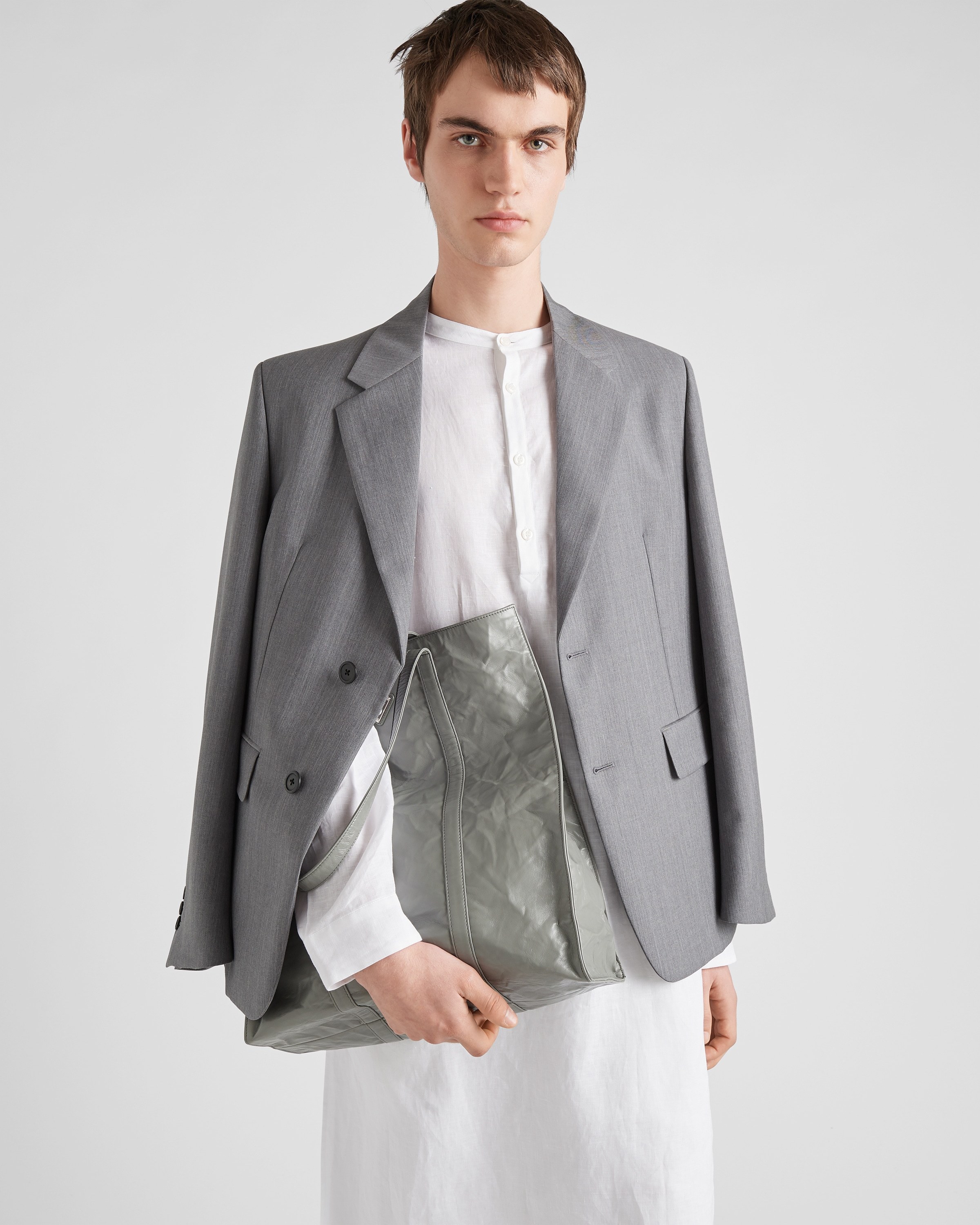 Prada Single-breasted Wool And Mohair Blazer In Gray