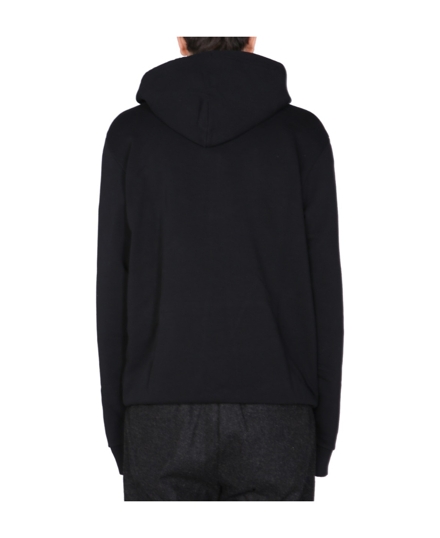 Marcelo Burlon County Of Milan Classic Pullover Black Hoodie With Adjustable Drawstring In Black