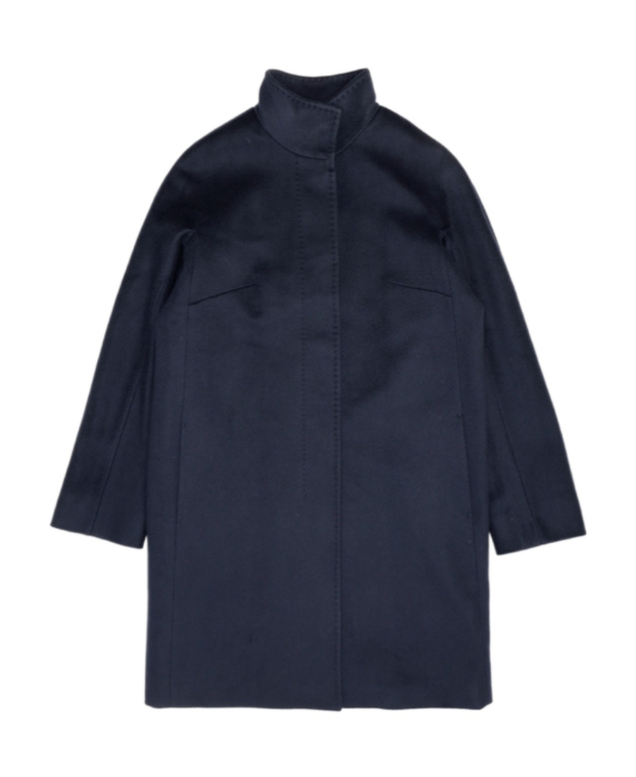 Max Mara Long-sleeved Collar Coat In Blue