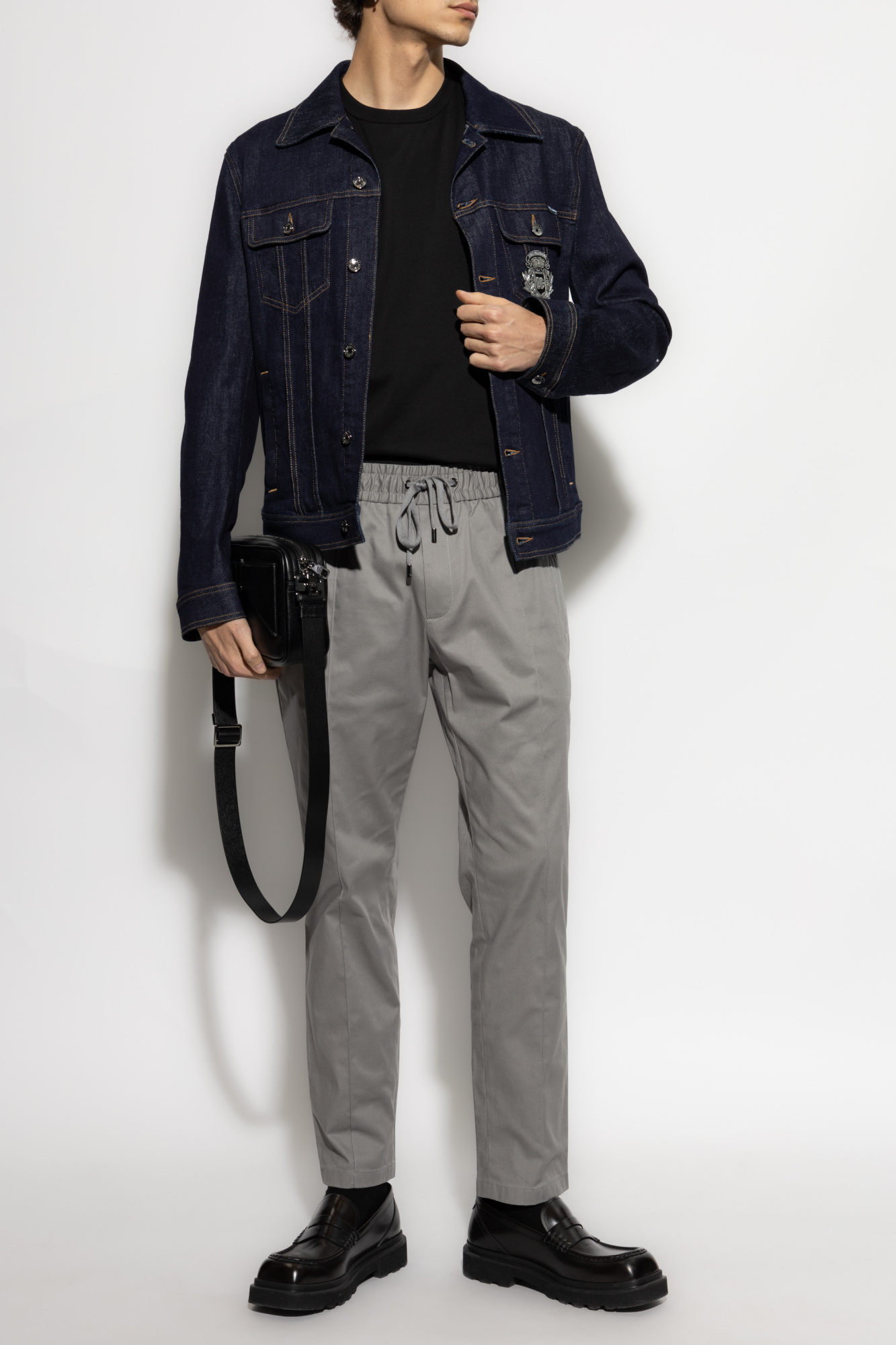 Dolce & Gabbana Classic Denim Jacket With Structured Silhouette In Black