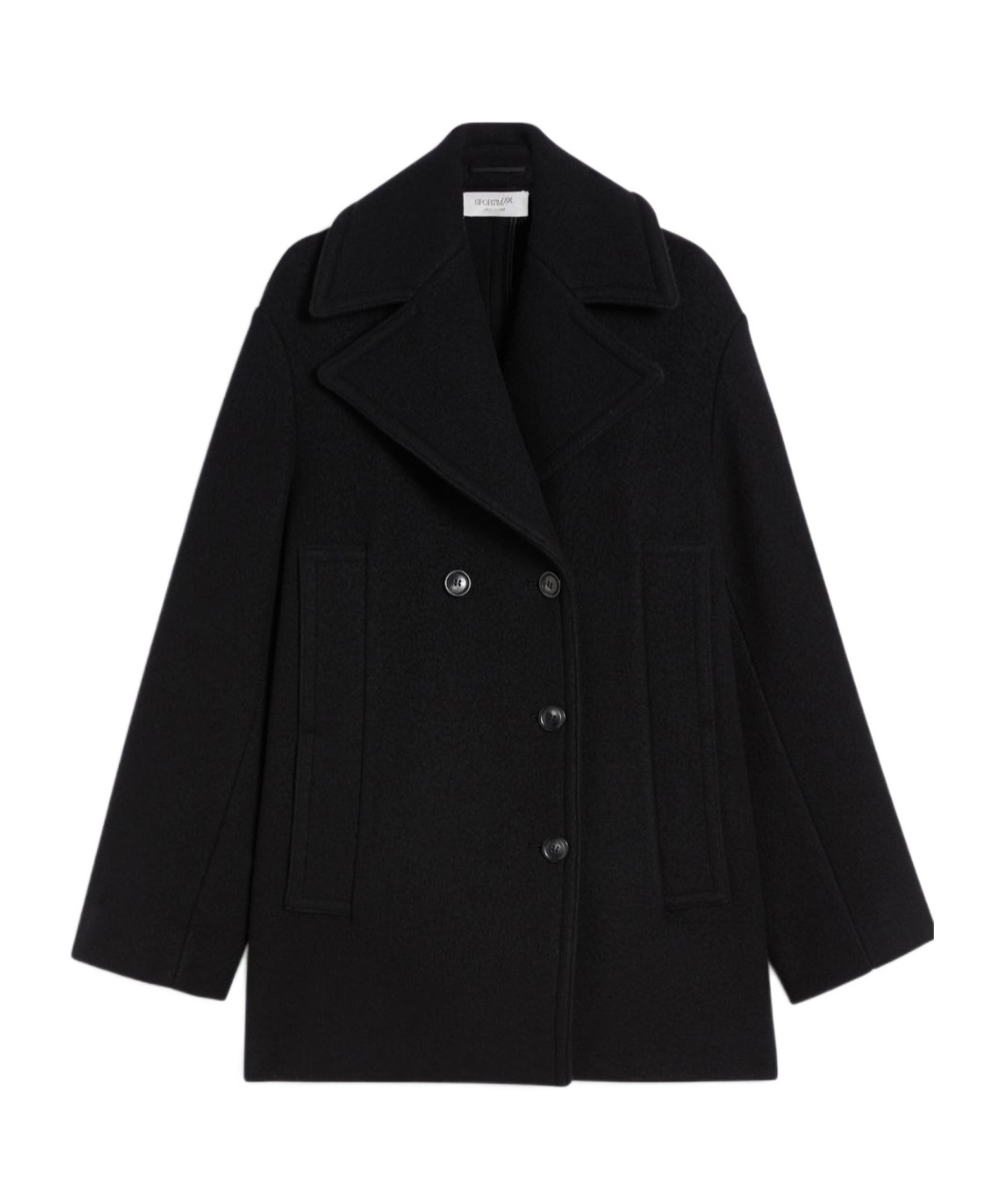 Sportmax Double-breasted Coat Front Pockets In Black