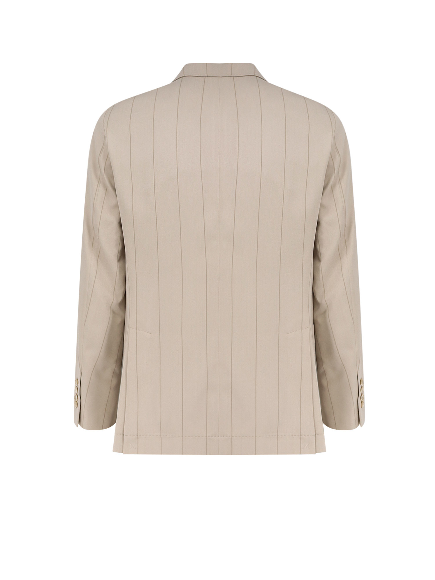 Brunello Cucinelli Double-breasted Striped Suit In Brown