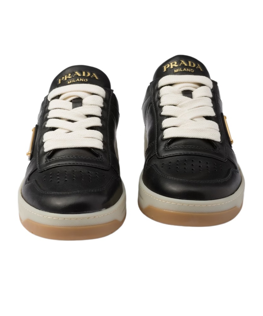 Prada Downtown Nappa Leather Sneakers In Black