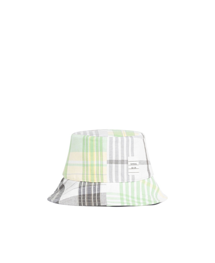 Thom Browne Checked Cotton Bucket Hat In White