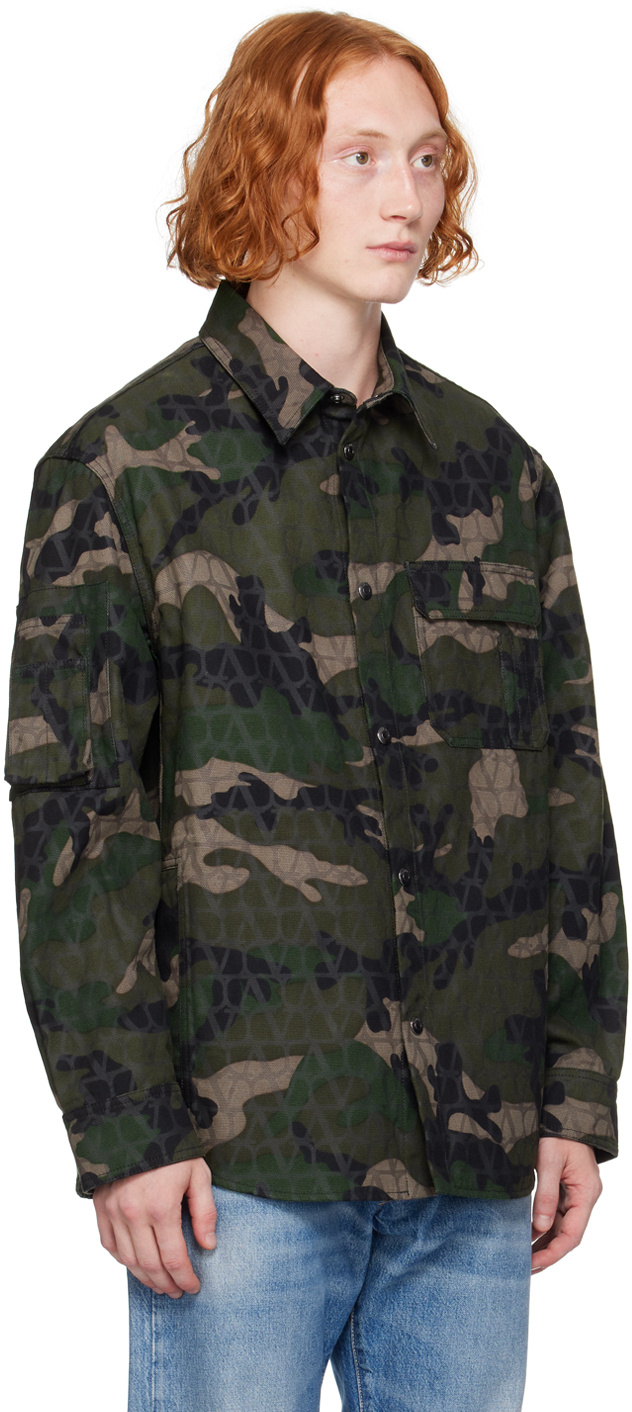 Valentino Toile Iconographe Camouflage Jacket In Green