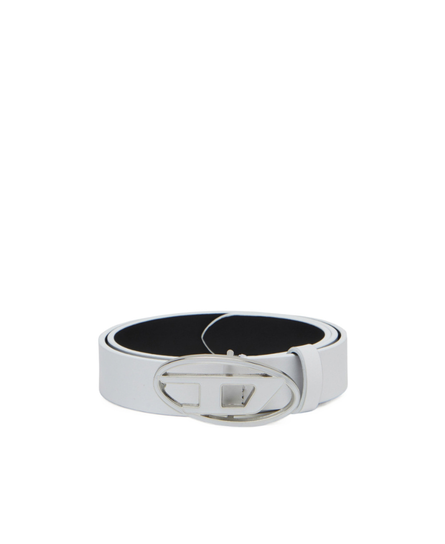 Diesel White Logo-plaque Leather Belt In White