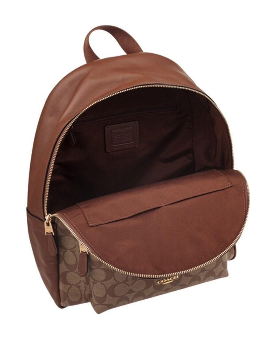 Coach Logo Print Backpack In Brown