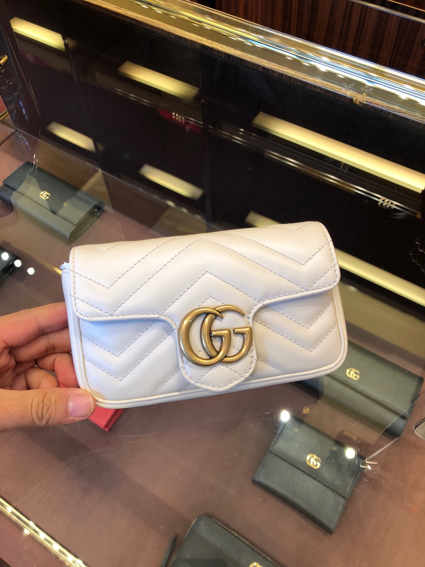 Gucci Gg Marmont Super Mini Matelasse Leather Shoulder Bag In White