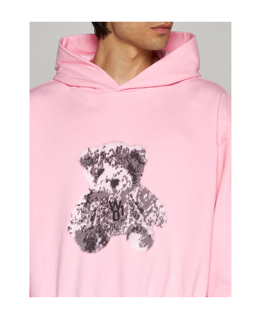 We11 Done Teddy Bear-print Cotton Hoodie In Pink
