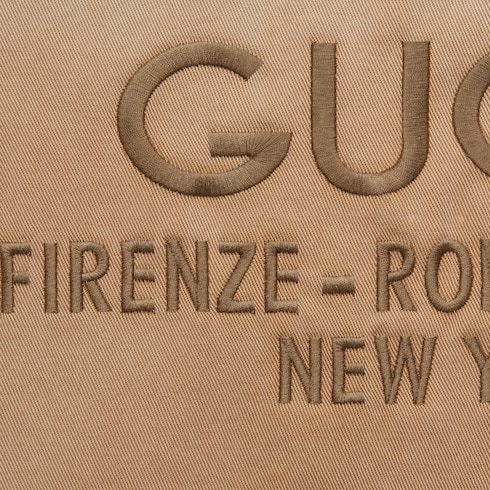 Gucci Embroidered Cotton Denim Top For Men In Nude