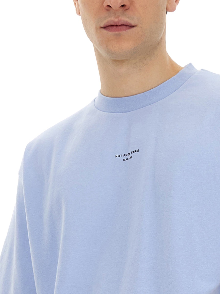 Drôle De Monsieur T-shirt With Round Neck And Short Sleeves In Blue