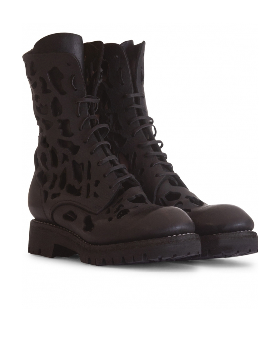 Guidi Hollow-out Short Boots In Black