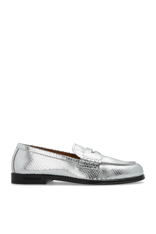 Dsquared2 Metallic Neoclassic Loafers With Textured Surface In Metallic
