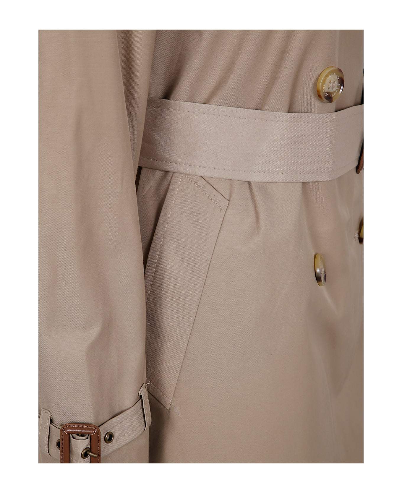Polo Ralph Lauren Double Breast Belt Rn 38 Lined Coat In Nude
