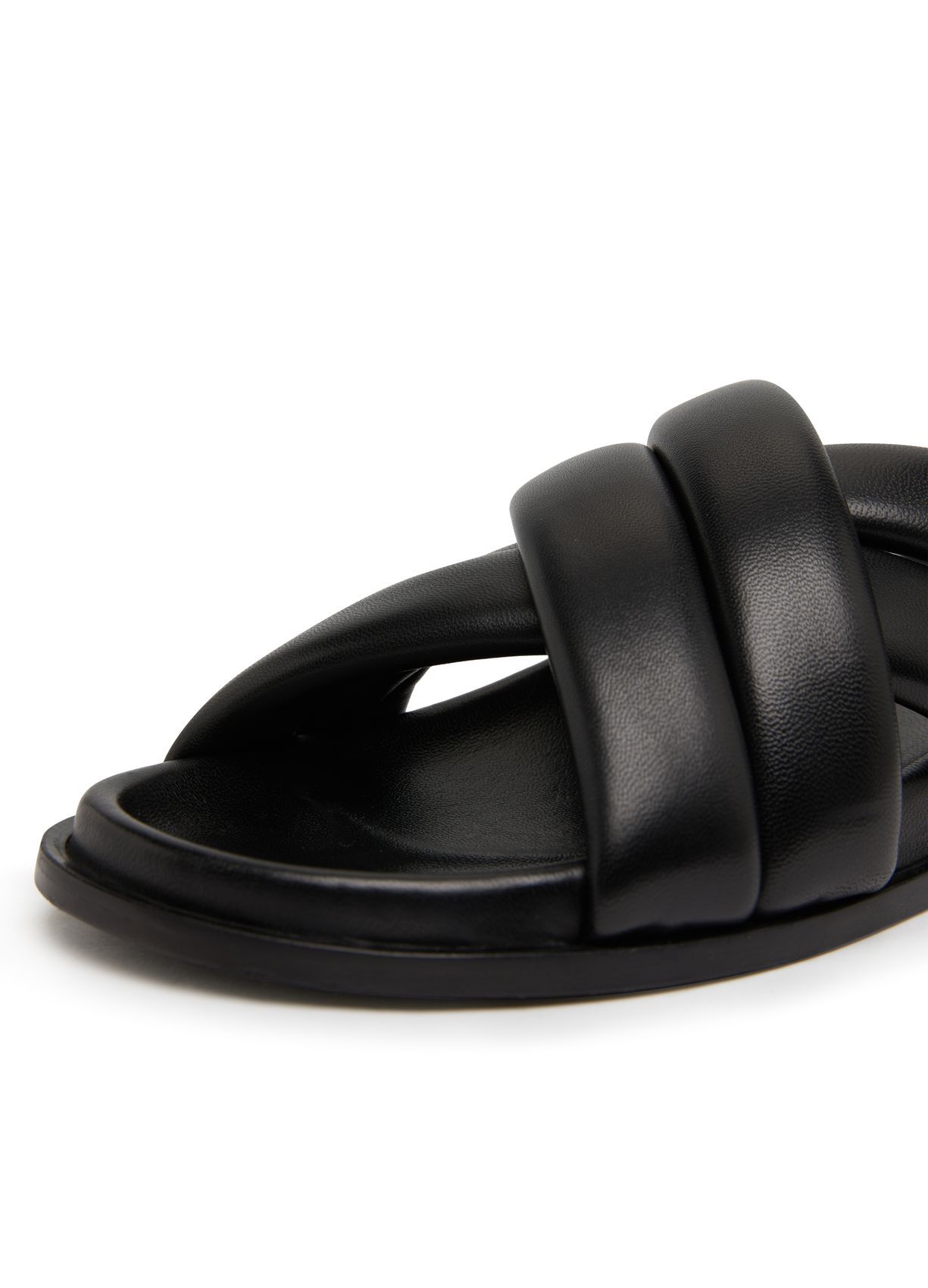 Shop Anine Bing Round Toe Slippers In Black