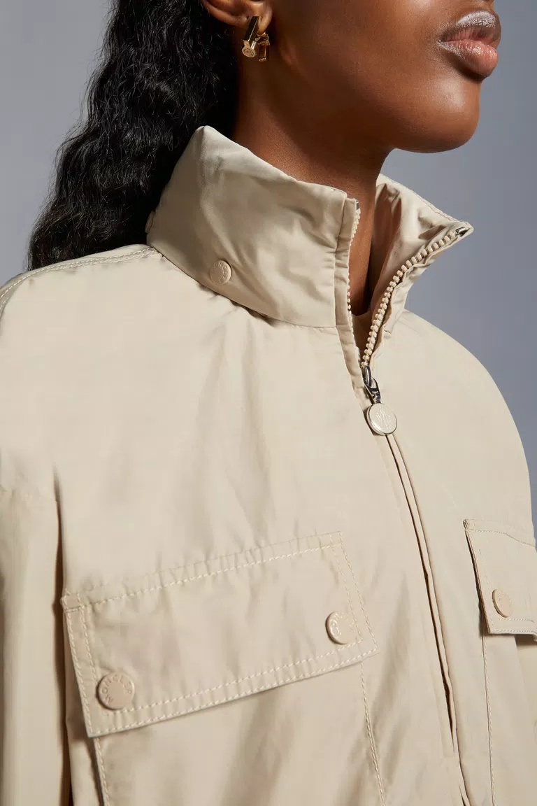 Shop Moncler Leda Cropped Jacket In Nude