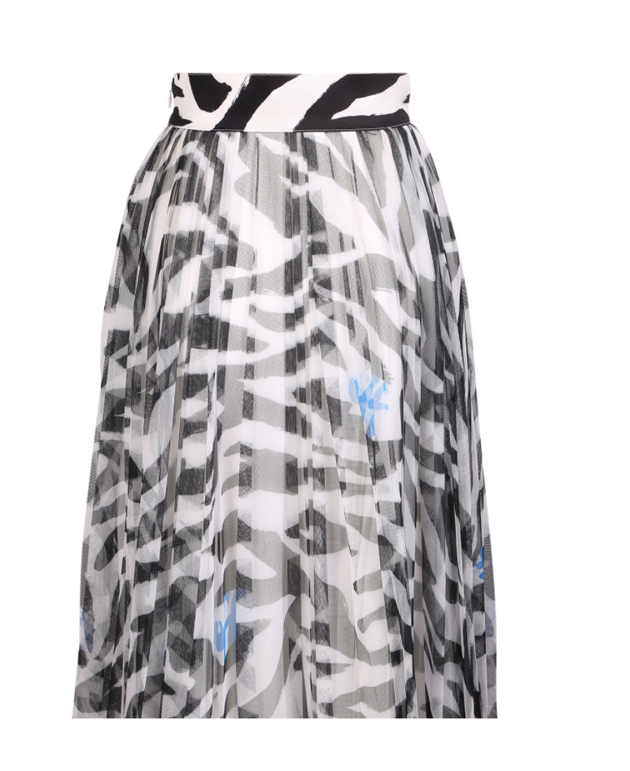 Off-white Zebra Pleated Midi Skirt In Gray