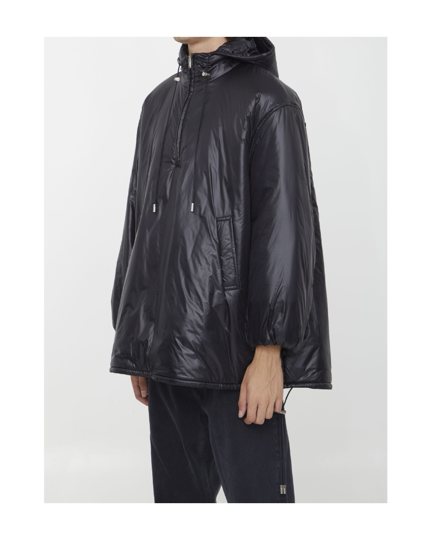 Saint Laurent Cassandre Oversized Hooded Coat In Black