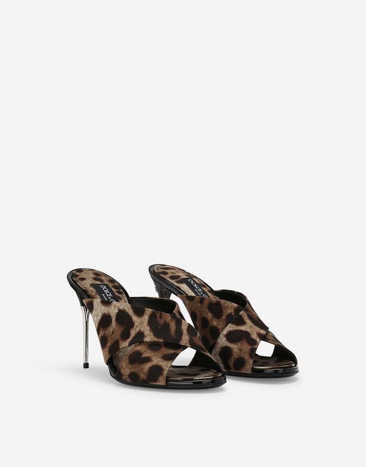Dolce & Gabbana Stiletto-mules Mit Leoparden-print In Black