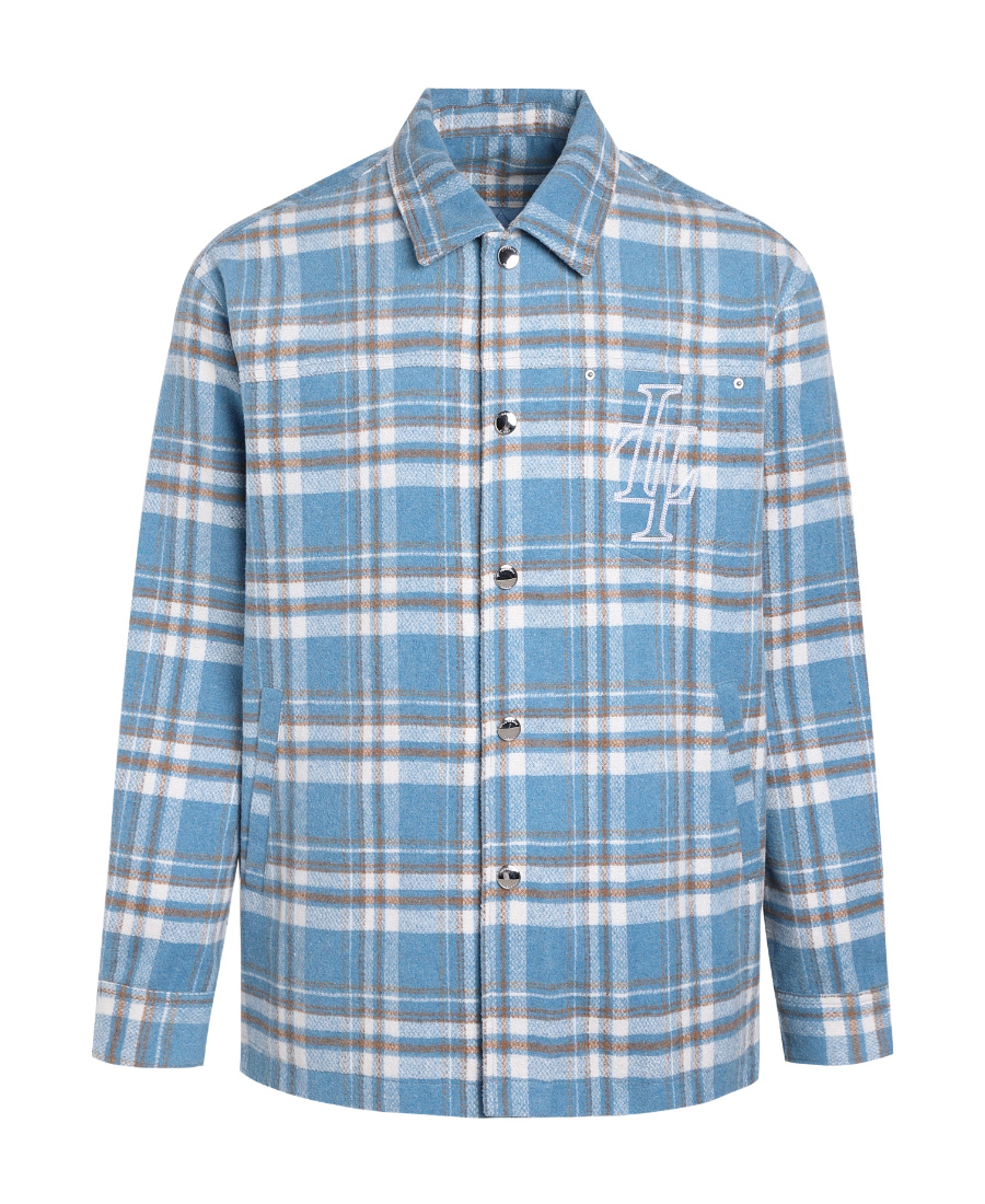 Liuregali Checkered Lapel Shirt In Blue