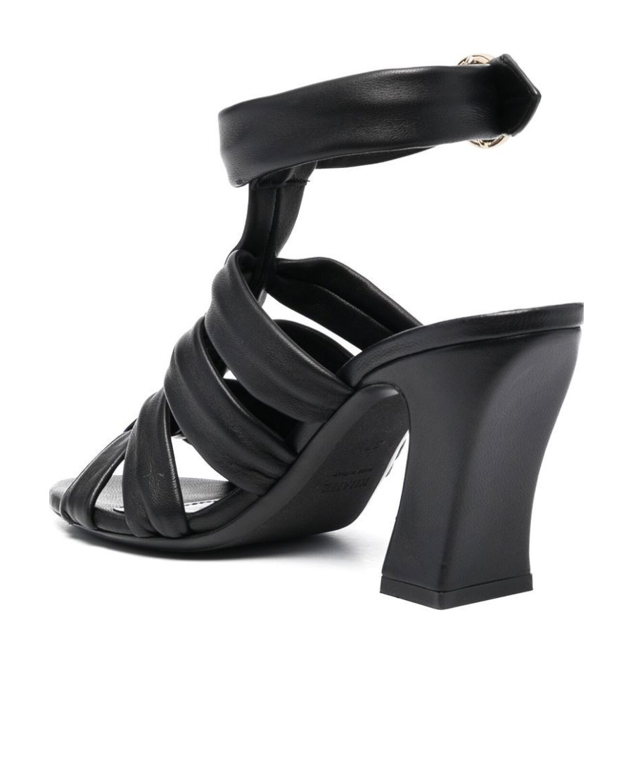 Khaite Perth Caged Calfskin Block-heel Sandals In Black