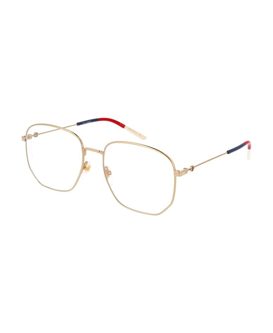 Gucci Web Detail Hexagonal-frame Glasses In Nude