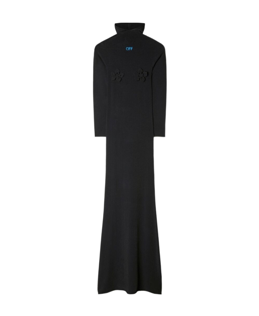 Off-white Off White High Neck Long Dress In Black
