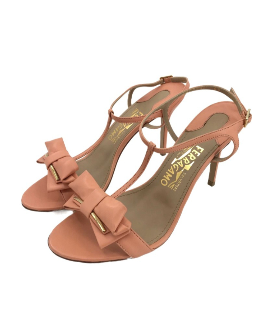 Ferragamo Logo Open-toed High-heel Sandals In Brown
