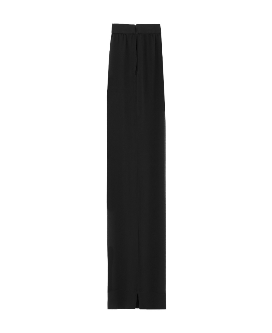 Saint Laurent Semi-sheer Wide-leg Trousers In Black